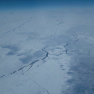 First view of Antarctica from the plane.