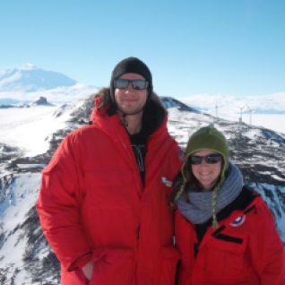 Lorenzo and me, with Mt. Erebus in the background.