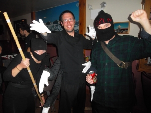 Three of the SPIDER crew dressed up for Halloween: me as a ninja, Steve as a fancy SPIDER, and Bill as Commondante Marcos (if you knew who Bill was dressed as, he bought you a beer. Bill didn't have to buy many people beers.)